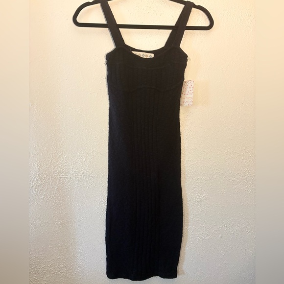 Free People Mini Knit Sweater Dress in Black Size XS NWT - Picture 2 of 6